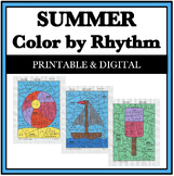 Summer Music Activity - Summer Color by Rhythm Music Math 