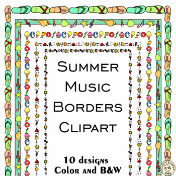 Preview of Summer Music Borders Clipart | Music Frames
