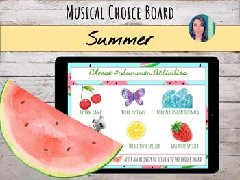 Preview of Summer Music Choice Board | 6 Musical Activities