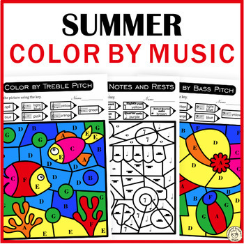 Preview of Summer Music Color by Code Pages | End of the Year Activity