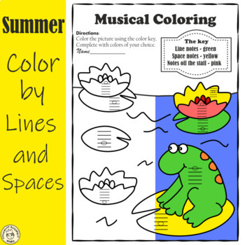 Preview of Summer Music Coloring Pages | Color by Lines and Spaces