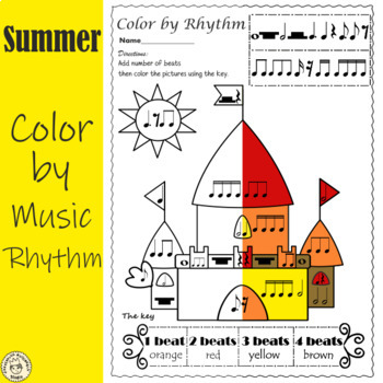 Preview of Summer Music Coloring Pages | Color by Rhythm Worksheets