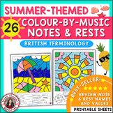 Summer Music Colouring Pages - Colour by Music Notes and Rests