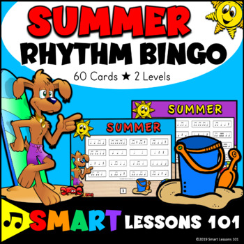 Preview of Summer Music Rhythm Bingo: Summer Music Game: Music End of the Year Activity