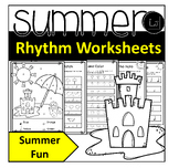 Summer Music Rhythm Worksheets:  beginner rhythms, summer music