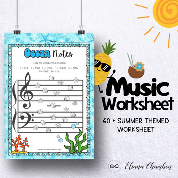 Preview of Summer Music Staff Worksheets - Note name / Accidentals / Dynamics