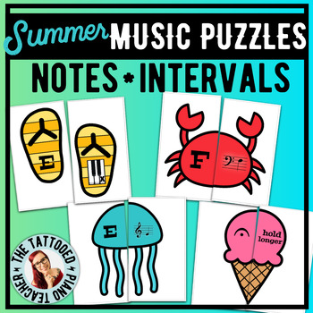 Preview of Summer Music Theory Puzzles | Notes Intervals Keys Symbols Flashcards