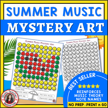 Preview of Music Coloring Pages - Summer Color by Music Code - Elementary Music