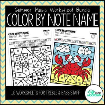 Download Summer Music Worksheets: Color By Note Name - Bundle by ...