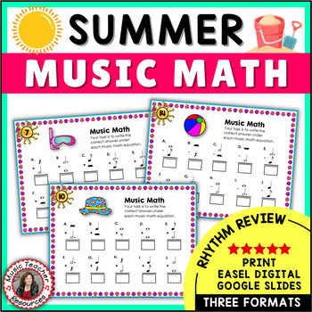 Preview of Summer Music Worksheets -  Music Math Worksheets