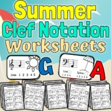 Summer Music Worksheets | Summer Clef Notation Activities