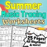 Summer Music Worksheets | Summer Music Tracing Activities