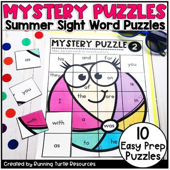 Preview of Summer Mystery Puzzles, End of Year Sight Words for Kindergarten and 1st Grade
