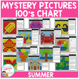 Summer Mystery Pictures 100's Chart Color by Number