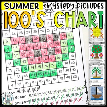 Preview of Summer Mystery Pictures 100s Chart UPDATED