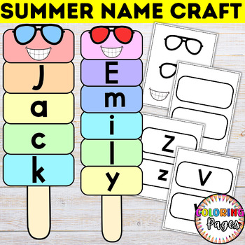 Preview of Summer Name End Of The year Craft Activity Bulletin Board Ice Cream Coloring