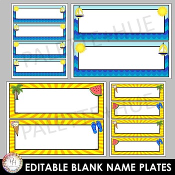 Summer Name Plates and Cooperative Learning Partner Cards | Editable
