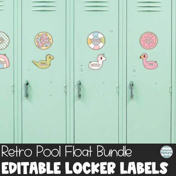 Preview of Summer Name Tags - Editable Locker Labels or Cubby Tags - Pool Floats Bundle
