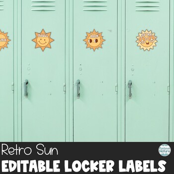 Preview of Summer Name Tags - Editable Locker Labels or Cubby Tags - Retro Sun