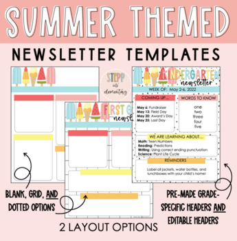 Preview of Summer Newsletter & Calendar Templates