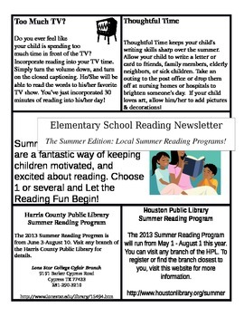 Preview of Summer Newsletter: Reading and The Summer Slide