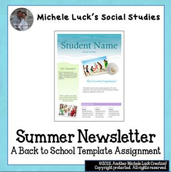 Summer Newsletter Worksheets Teaching Resources Tpt