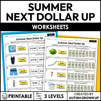 Preview of Summer Next Dollar Up | Life Skills Worksheets for Special Education + ESY