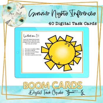 Preview of Summer Nights Inferences SLP BOOM Cards – Speech Therapy Distance Learning