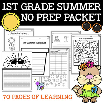 Preview of Summer No Prep 1st Grade Packet, Emergency Sub Plans/Early Finishers