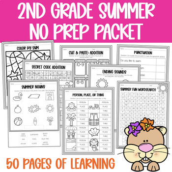 Preview of Summer No Prep 2nd Grade Packet, Emergency Sub Plans/Early Finishers