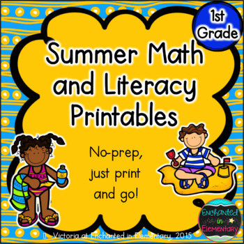 Preview of Summer No Prep Math and Literacy Printables for First Grade