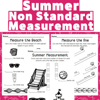 Preview of Summer Non Standard Measurement Activity Worksheet l Summer Activity