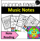 Summer Note Reading Coloring Pages: Bass and Treble clef n