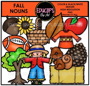 Preview of Fall/Autumn Nouns Clip Art Bundle {Educlips Clipart}