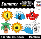 Summer Number Moveable Tiles Clipart