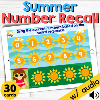 Preview of Summer Number Recall Auditory Sequential Memory Boom Cards