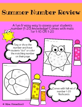 Preview of Summer Number Review- Dabber/Dot Sheets