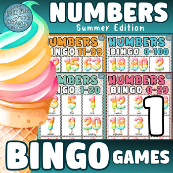Preview of Summer Numbers BINGO {PART1}: Educational Game for Learning Numerical Vocabulary