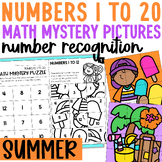 Summer Numbers to 20 Worksheets Math Mystery Puzzles Summe