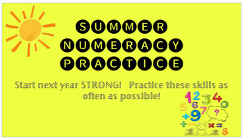 Preview of Summer Numeracy Parent Packet or Warm up Math Routines