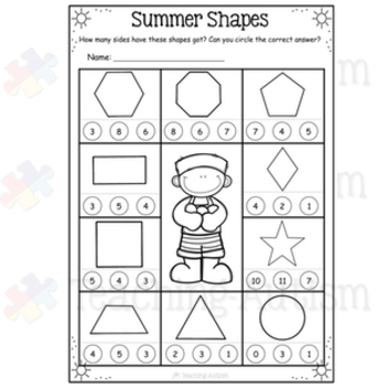 summer math no prep worksheets by teaching autism tpt