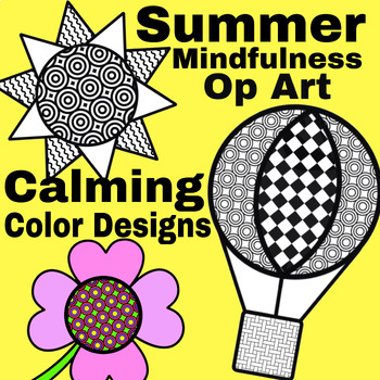 Preview of Summer OP Art Mindfulness Coloring Meditation Art Activity