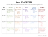 Summer OT Activities Calendar (EDITABLE)