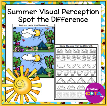 Preview of Occupational Therapy Summer Activities Visual Perception Spot the Difference