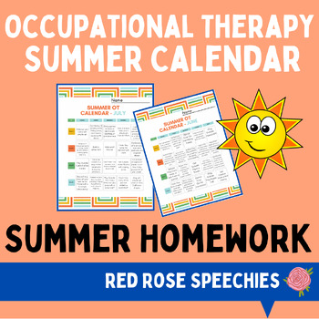 Preview of Summer OT Homework Calendar - Occupation Therapy Summer Carryover Activities