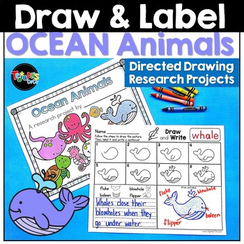 Preview of Ocean Animals Directed Drawing Informational End of Year Writing Unit 1st Grade