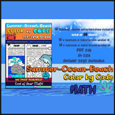 Summer-Ocean-Beach Color by Code | 1st-2nd Grade Worksheets