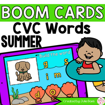 Preview of Summer Ocean CVC Words Digital Game Boom Cards™