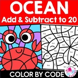 Summer Ocean Color by Number Code Addition Subtraction Wit