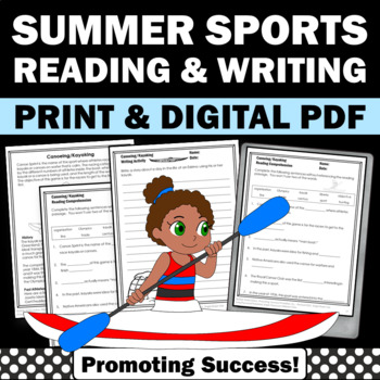 Preview of Summer School Themes Sport Morning Work Early Finishers Grade 4 Fifth ELA Packet